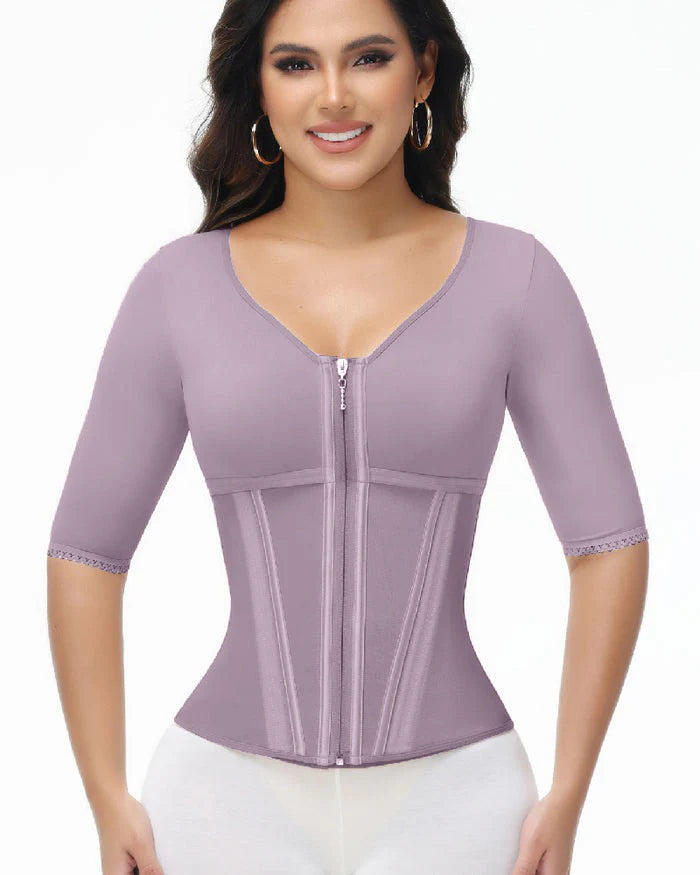 ShapeSave® High Compression Fajas Colombianas Half Sleeve V-Neck Waist Trainer