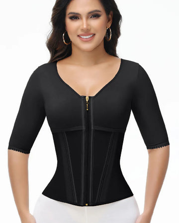 ShapeSave® High Compression Fajas Colombianas Half Sleeve V-Neck Waist Trainer