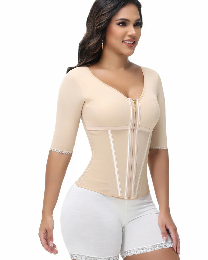 ShapeSave® High Compression Fajas Colombianas Half Sleeve V-Neck Waist Trainer
